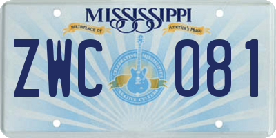 MS license plate ZWC081