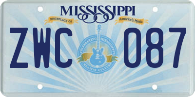 MS license plate ZWC087