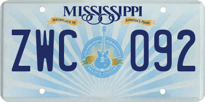 MS license plate ZWC092