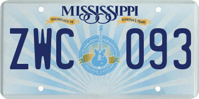 MS license plate ZWC093
