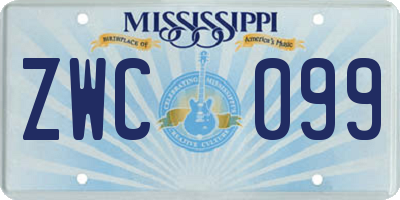 MS license plate ZWC099