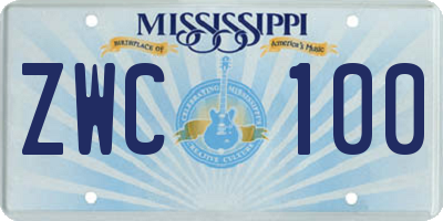 MS license plate ZWC100