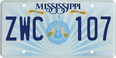 MS license plate ZWC107