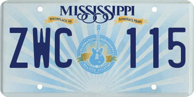 MS license plate ZWC115