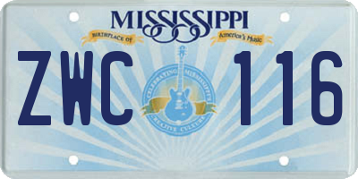 MS license plate ZWC116