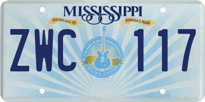 MS license plate ZWC117