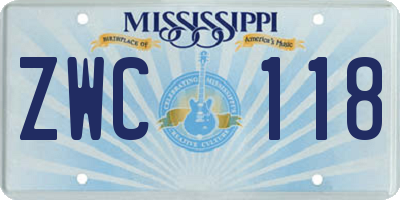 MS license plate ZWC118