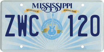 MS license plate ZWC120