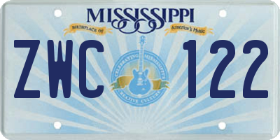 MS license plate ZWC122