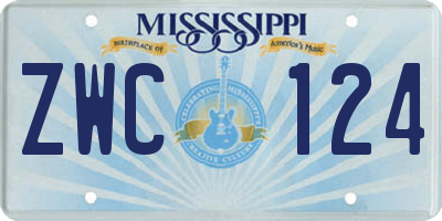 MS license plate ZWC124
