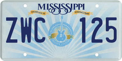 MS license plate ZWC125