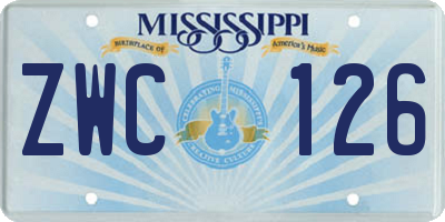 MS license plate ZWC126