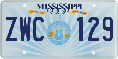 MS license plate ZWC129
