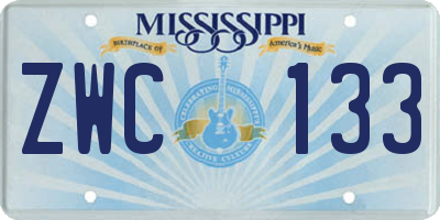 MS license plate ZWC133