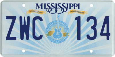 MS license plate ZWC134
