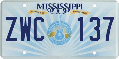 MS license plate ZWC137