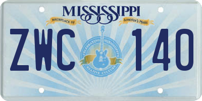 MS license plate ZWC140