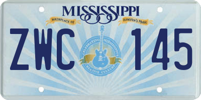 MS license plate ZWC145