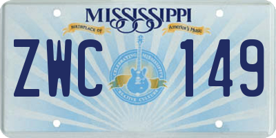 MS license plate ZWC149
