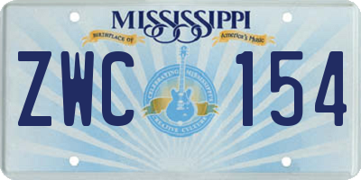MS license plate ZWC154