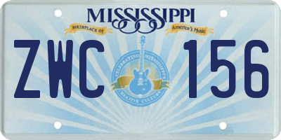 MS license plate ZWC156