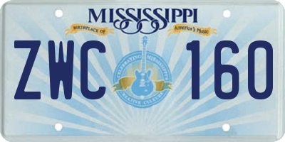 MS license plate ZWC160
