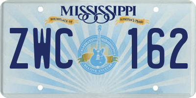 MS license plate ZWC162