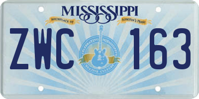 MS license plate ZWC163