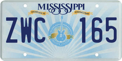 MS license plate ZWC165
