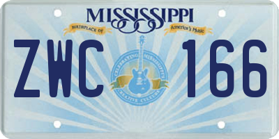 MS license plate ZWC166