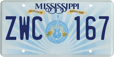 MS license plate ZWC167