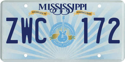 MS license plate ZWC172
