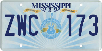MS license plate ZWC173