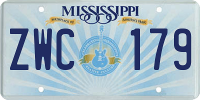 MS license plate ZWC179