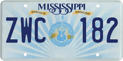 MS license plate ZWC182