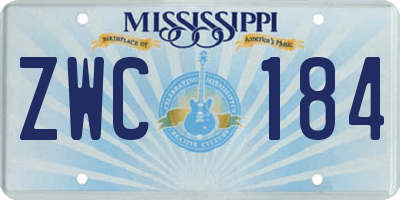 MS license plate ZWC184