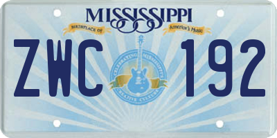 MS license plate ZWC192