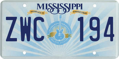 MS license plate ZWC194