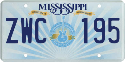 MS license plate ZWC195