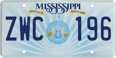 MS license plate ZWC196