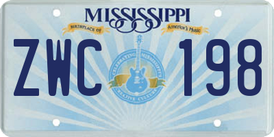 MS license plate ZWC198
