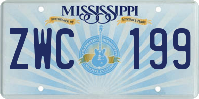 MS license plate ZWC199