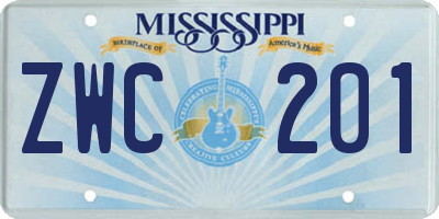 MS license plate ZWC201