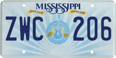 MS license plate ZWC206
