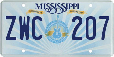 MS license plate ZWC207