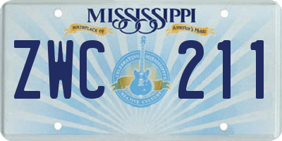 MS license plate ZWC211