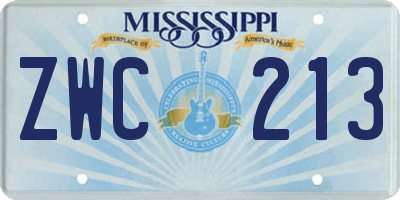 MS license plate ZWC213