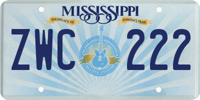 MS license plate ZWC222