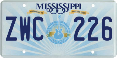 MS license plate ZWC226