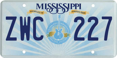MS license plate ZWC227
